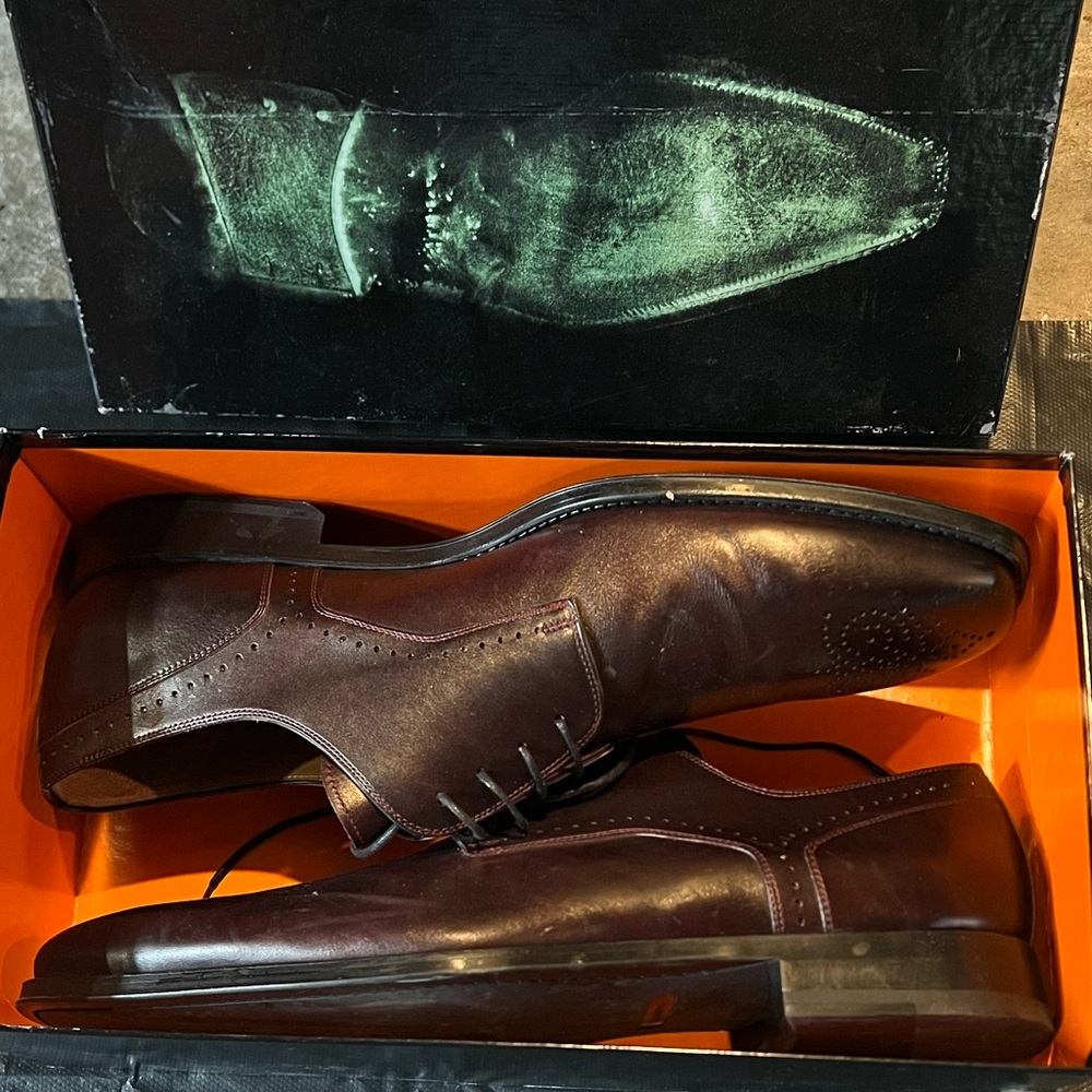 Magnanni Burgundy Leather Oxfords SZ 15